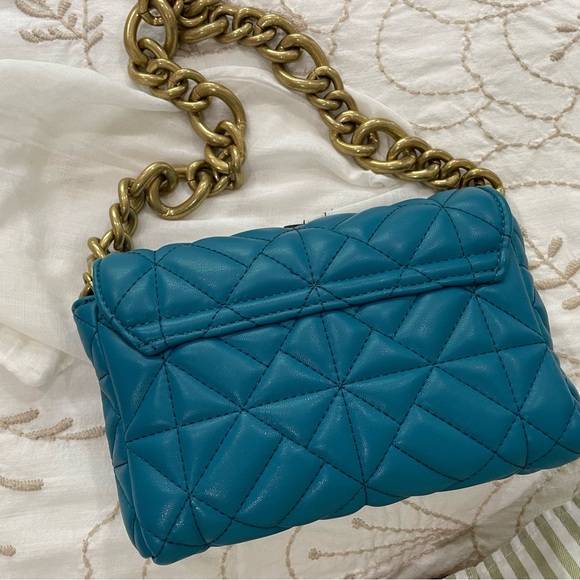 Zara blue quilted chain strap shoulder bag - Picture 4 of 4